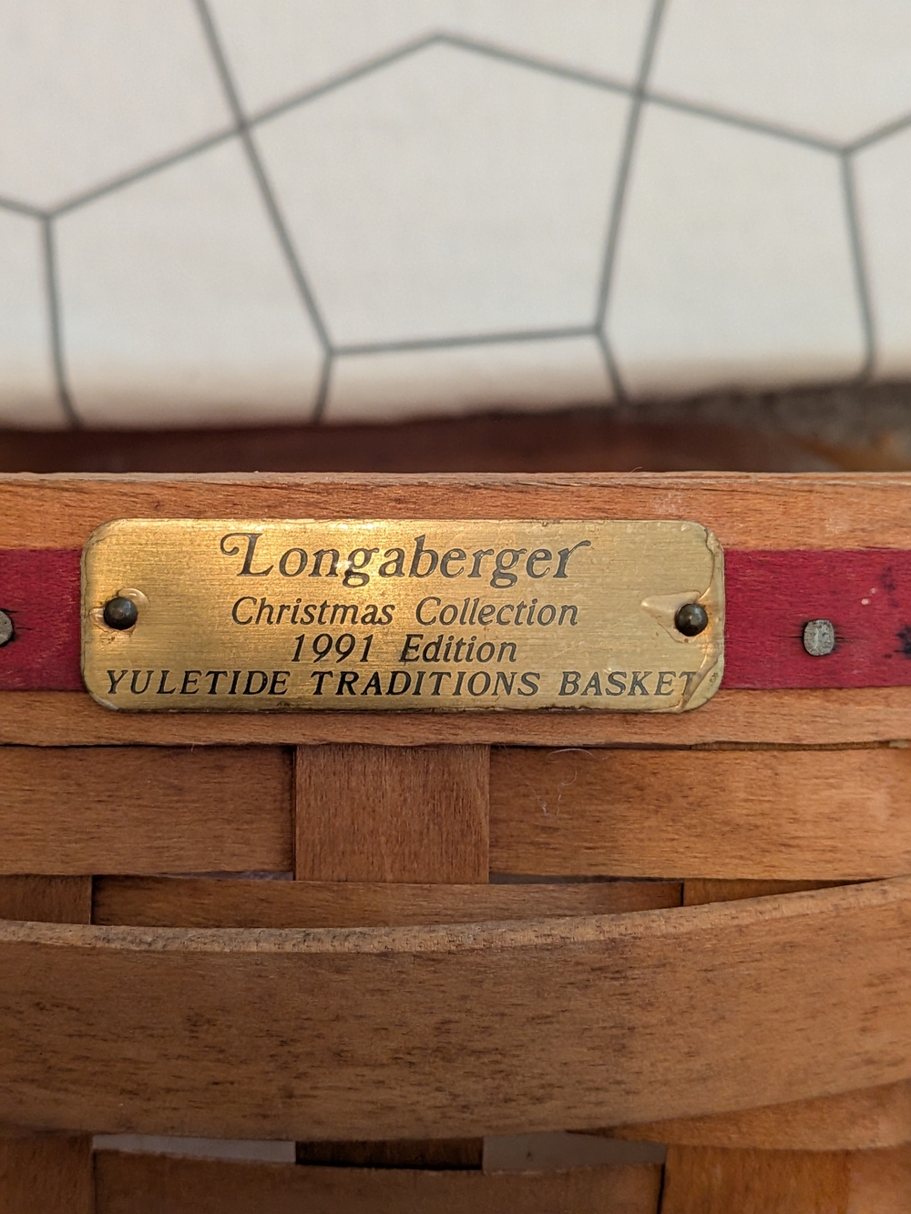 Longaberger Yuletide Traditions Basket - Red Accent (1991 Christmas Collection)